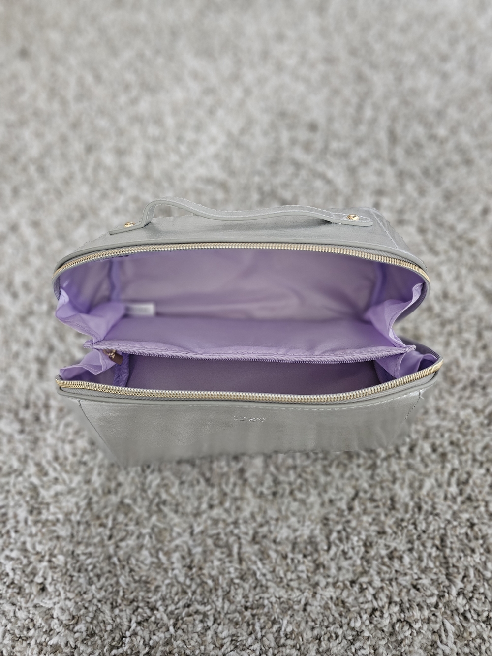 Women's Silver Top-Handle Bag with Lavender Interior